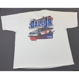 Rare Vintage Y2K Nascar Dale JR Hendrick Motorsports Racing White Car Pocket Tee
